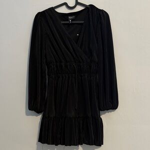 Aqua Black Long Sleeve Kids Dress